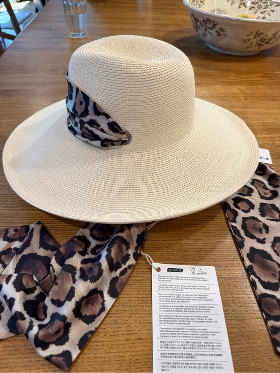 Eugenia Kim Accessories - Eugenia Kim Cassidy leopard print satin and faux raffia sun hat